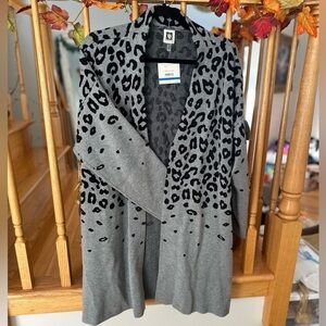 Heather Grey Animal Print Cardigan - Plus Size